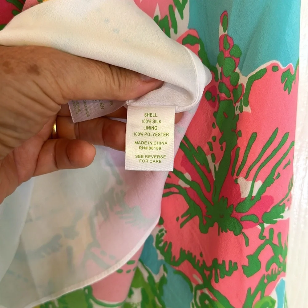 Lilly Pulitzer dress women’s floral silk sun dress  Beautiful vibrant colors XS - Picture 8 of 12